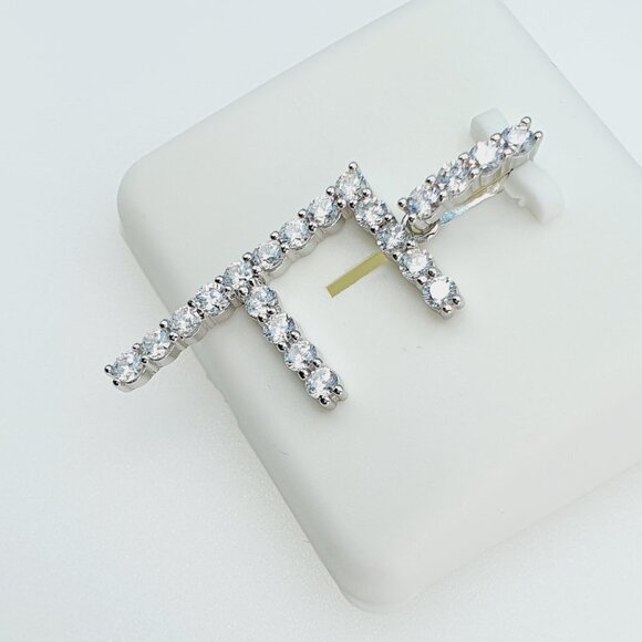 "925 Sterling Silver Cubic Zirconia Initial Pendant, UU1P6A6172 - Picture 1 of 11